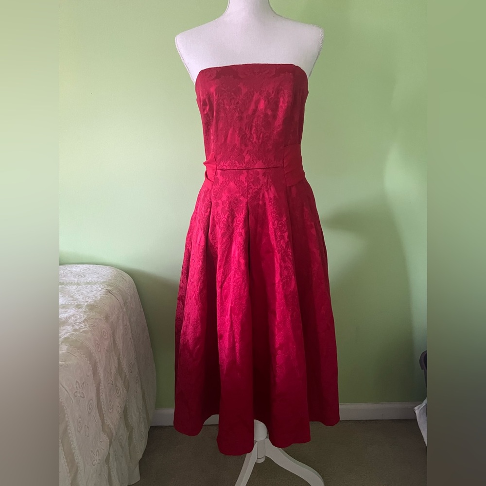 Eva Mendes NY & Co red midi flare dress size 6